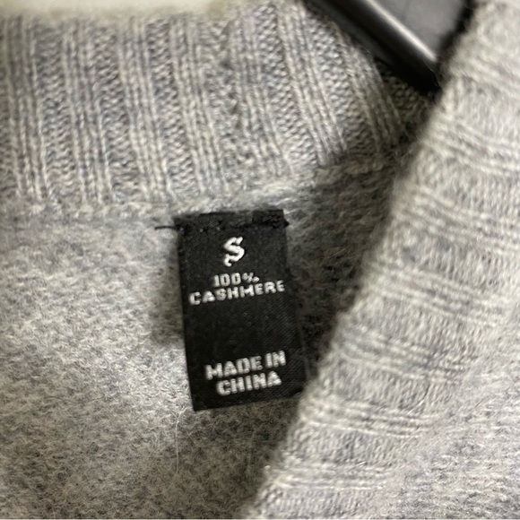 Cashmere sweater Blanket Stitch Crew neck long lined exposed seam Theory - Picture 5 of 9